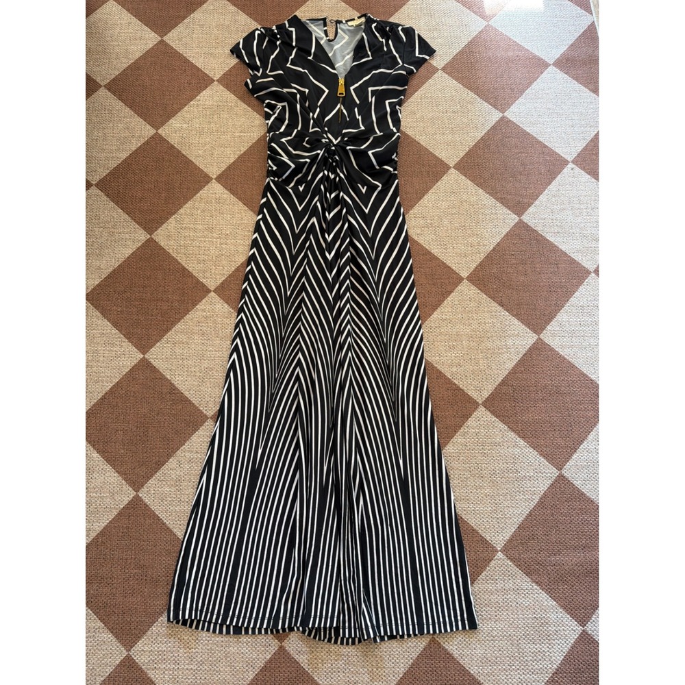 Prelude Womens Black White Geometric Print Twist Front Wide Leg Jumpsuit Large